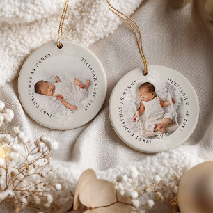 Adorno De Cerámica Primera Navidad como Niñera 2 Foto Personalizada