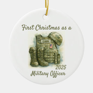 Adorno De Cerámica Primera Navidad como Oficial Militar