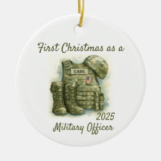 Adorno De Cerámica Primera Navidad como Oficial Militar