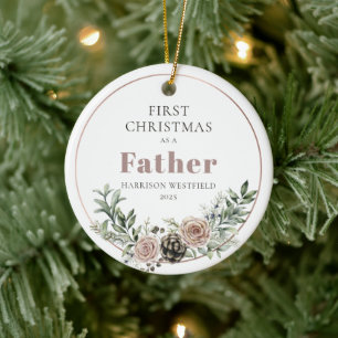 Adorno De Cerámica Primera Navidad como Padre Nombre Año