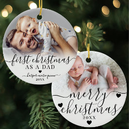 Adorno De Cerámica Primera Navidad como Papá Foto de Bebé