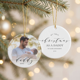 Adorno De Cerámica Primera Navidad como Papá Foto Navidad