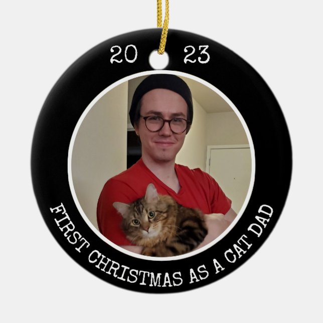Adorno De Cerámica Primera Navidad Como Papá Gato 2 Foto 2 De Negro (Frente)