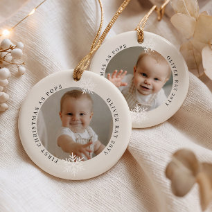 Adorno De Cerámica Primera Navidad como Pops 2 Foto Personalizada
