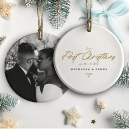 Adorno De Cerámica Primera Navidad como Señor y Señora Foto de recién