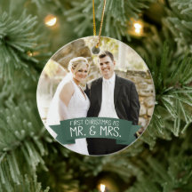 Primera Navidad como Sr. Y Mrs. Photo Dark Green