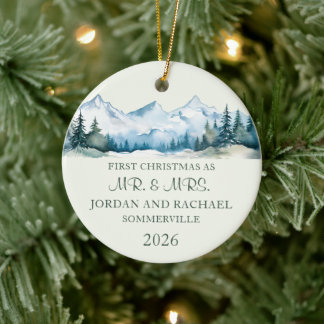 Adorno De Cerámica Primera Navidad como Sr. y Sra. Boda Personalizada