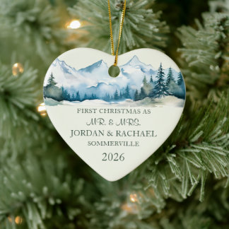 Adorno De Cerámica Primera Navidad como Sr. y Sra. Boda Personalizada