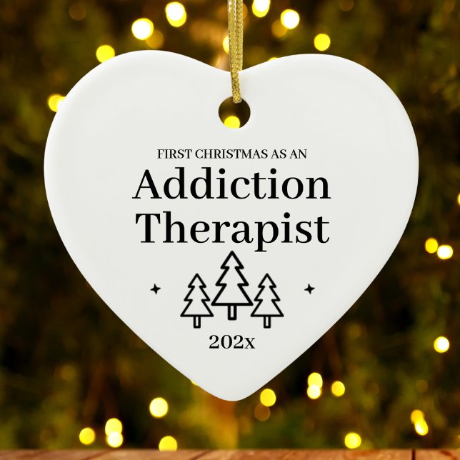 Adorno De Cerámica Primera Navidad como terapeuta adictivo nuevo trab (First Christmas As Addiction Therapist New Job Ceramic Ornament
)