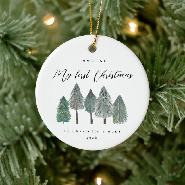 Adorno De Cerámica Primera Navidad como tía Árboles Rústicos (Árbol)