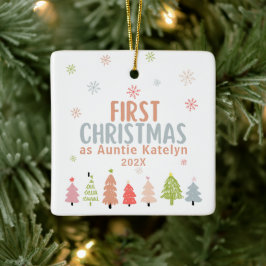 Adorno De Cerámica Primera Navidad como tía, foto, personalizada