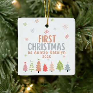 Adorno De Cerámica Primera Navidad como tía, foto, personalizada