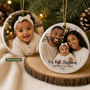 Adorno De Cerámica Primera Navidad como una Familia Foto Personalizad