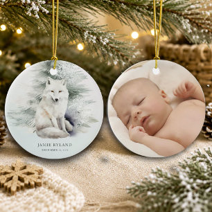 Adorno De Cerámica Primera Navidad con Foto de Bebé en Bosque