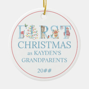 Adorno De Cerámica Primera Navidad cuando los abuelos recortan la fot