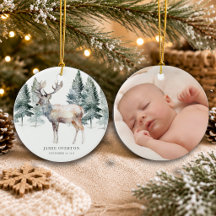 Primera Navidad de Bebé en el Bosque con Foto