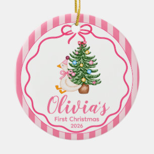 Adorno De Cerámica Primera Navidad de Bebé Niña Personalizada Ganso R