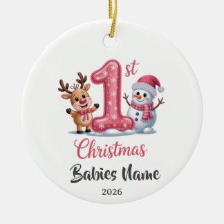 Adorno De Cerámica Primera Navidad de Bebés Personalizable