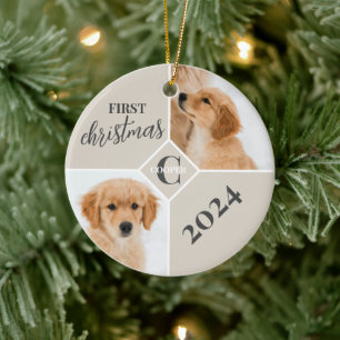 Adorno De Cerámica Primera Navidad de Cachorro 2 Foto