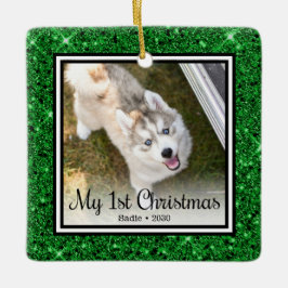 Adorno De Cerámica Primera Navidad de Cachorro 2 Fotos