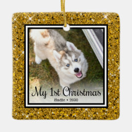 Adorno De Cerámica Primera Navidad de Cachorro 2 Fotos