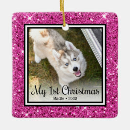 Adorno De Cerámica Primera Navidad de Cachorro 2 Fotos