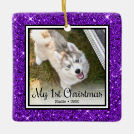 Adorno De Cerámica Primera Navidad de Cachorro 2 Fotos