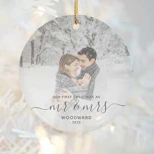 Adorno De Cerámica Primera Navidad de Casados Costumbre Foto Verde Es