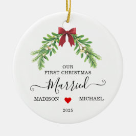 Adorno De Cerámica Primera Navidad de Casados Muérdago Fiesta
