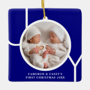 Adorno De Cerámica Primera Navidad de Gemelos Foto Personalizada Aleg