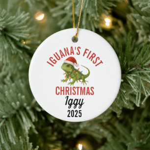 Adorno De Cerámica Primera Navidad de la Iguana 2025