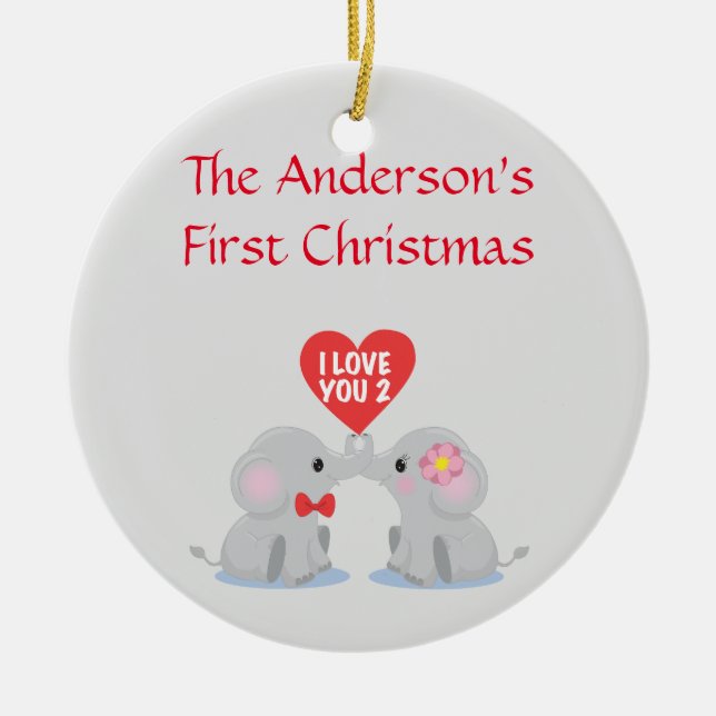 Adorno De Cerámica Primera Navidad de la pareja (Frente)