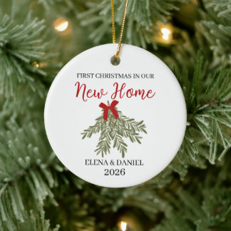 Adorno De Cerámica Primera Navidad de la Pareja en su Nuevo Hogar con