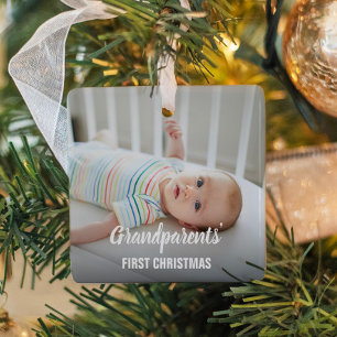 Adorno De Cerámica Primera Navidad de los Abuelos, Foto Personalizada