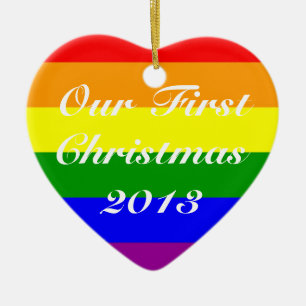 Adorno De Cerámica Primera Navidad de Matrimonio Gay Personalizado Añ