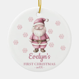 Adorno De Cerámica Primera Navidad de Niña Personalizada de Papá Noel