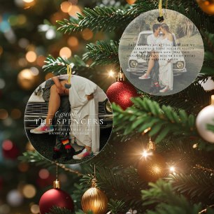 Adorno De Cerámica Primera Navidad de Recién Casados Foto Personali