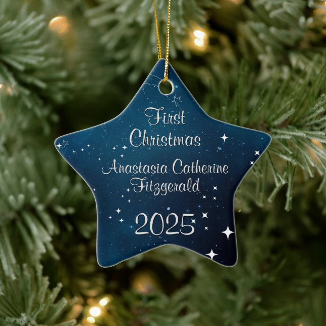 Adorno De Cerámica Primera Navidad del bebé celestial en el espacio a (Árbol)