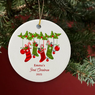 Adorno De Cerámica Primera Navidad del bebé con coloridas existencias