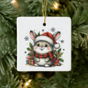 Adorno De Cerámica Primera Navidad del Bebé con Conejito Lindo, Regal
