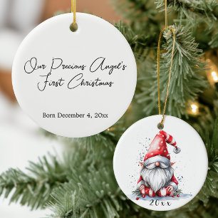 Adorno De Cerámica Primera Navidad del bebé de Santa Gnome