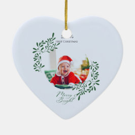 Adorno De Cerámica Primera Navidad del Bebé Floral Moderna Verde