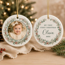 Primera Navidad del Bebé Foto Personalizada
