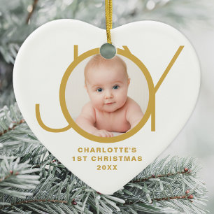 Adorno De Cerámica Primera Navidad del Bebé Foto Personalizada con Le
