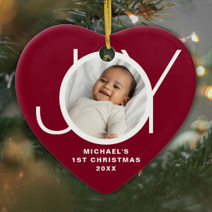 Adorno De Cerámica Primera Navidad del Bebé Foto Personalizada en Gra