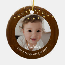 Primera Navidad del Bebé Luces de Madera Rústica F