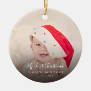 Adorno De Cerámica Primera Navidad del Bebé Moderno 2 Fotos Personali
