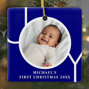 Adorno De Cerámica Primera Navidad del Bebé Niño Personalizada Foto A
