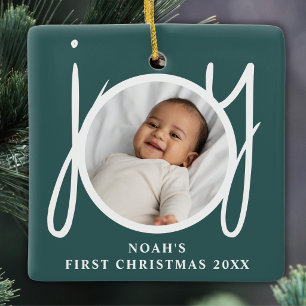 Adorno De Cerámica Primera Navidad del bebé niño personalizada Foto V