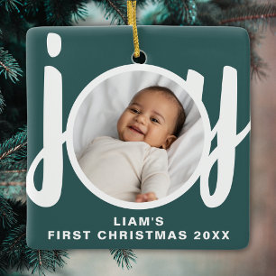 Adorno De Cerámica Primera Navidad del bebé niño personalizada Foto V